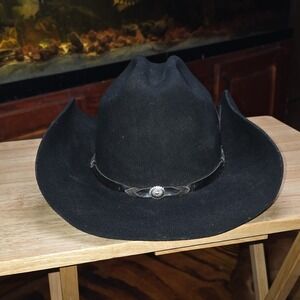 Dynafelt Double X Deluxe Fur Blend Black Western Hat Size 7 1/4